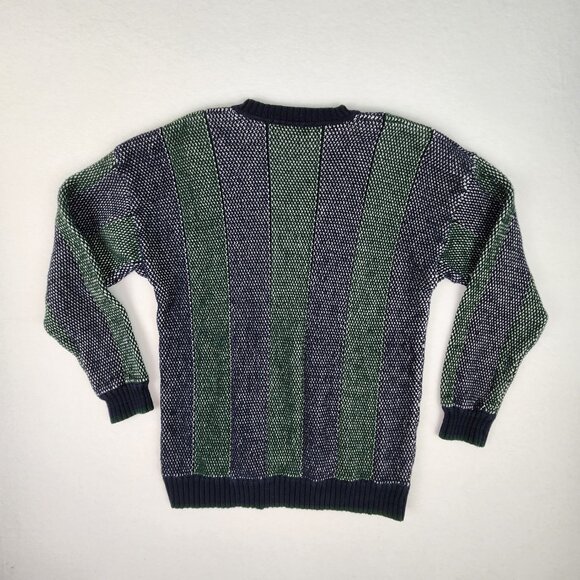 Izod Club Mens V Neck Sweater Size L Green Blue - Picture 2 of 8
